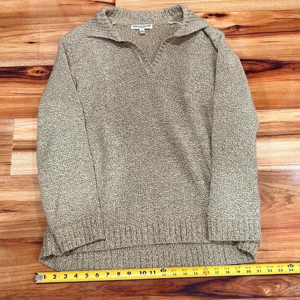 Vintage Carolyn Taylor Womens XXL Gold Tan Marled Knit Collared Polo Sweater